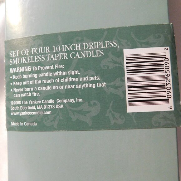 Yankee Candle Unscented 4 White Taper Candles Dripless Smokeless 10" - Picture 3 of 7